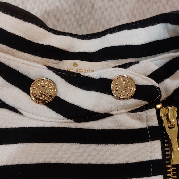 ♤Kate Spade♤ Black & White Striped Jacket with Gold Hardware, girls size 10 - Picture 5 of 6